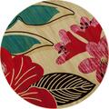 Art Carpet 8 Ft. Antigua Collection Hibiscus Woven Round Area Rug, Beige 841864117910